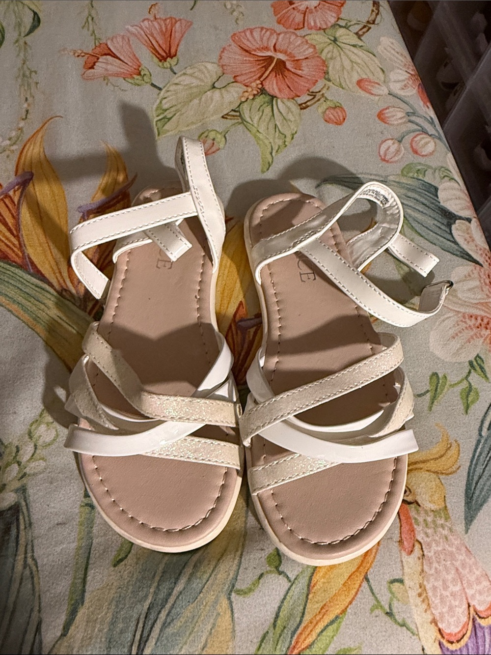 The Children's Place White and Pale Pink Girls' Strappy Sandals